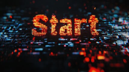 The Black text "Start" animation with glitch effect ,generative ai