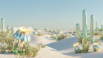 Fototapeta premium Chromatic Dunes: A Surreal, 3D Desert Landscape in Augmented Reality