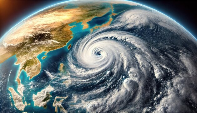 地球と大きな台風