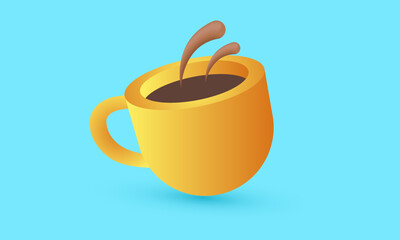 3d blue yellow cup coffee icon new idea design vector