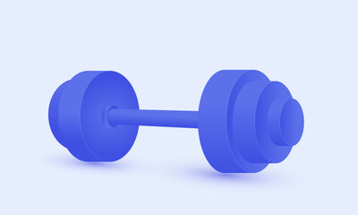 3d vector cartoon blue dumbbell icon new idea concept design