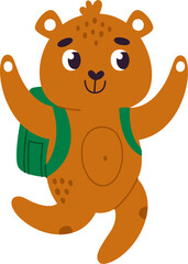 Bear Character With School Backpack