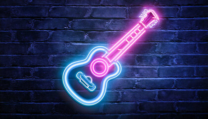 Neon sign with a guitar design