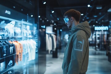 Innovative augmented reality shopping experience in a modern retail store with virtual try ons