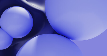 Diseño 3D abstracto de varias formas esféricas de diferentes tamaños con un esquema de color monocromático azul. Fondo de pantalla moderno.