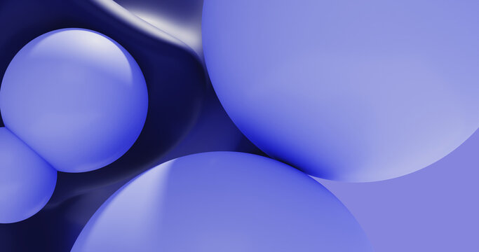Dise&ntilde;o 3D abstracto de varias formas esf&eacute;ricas de diferentes tama&ntilde;os con un esquema de color monocrom&aacute;tico azul. Fondo de pantalla moderno.