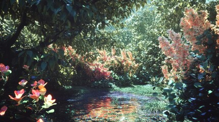 ## Immersive Garden: Where Flowers Shimmer Chrome & Trees Glimmer Holographically