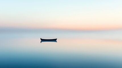 Minimalist Sunrise with Rowboat on Still Water