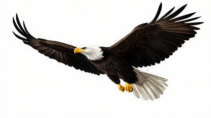 Obraz premium American bald eagle in flight isolated on a transparent background - generative ai transparent png. Eagle. Illustration