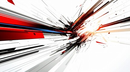 Abstract Geometric Explosion in Red, Black, and White