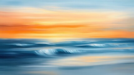 Obraz premium Abstract Ocean Sunset with Soft Lines and Waves - Digital Art.