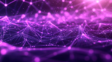 Fototapeta premium Abstract Purple and Pink Network with Glowing Nodes and Lines.