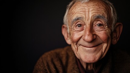 Obraz premium Radiant Elderly Man With Kind Smile And Friendly Demeanor Exuding Wisdom And Contentment