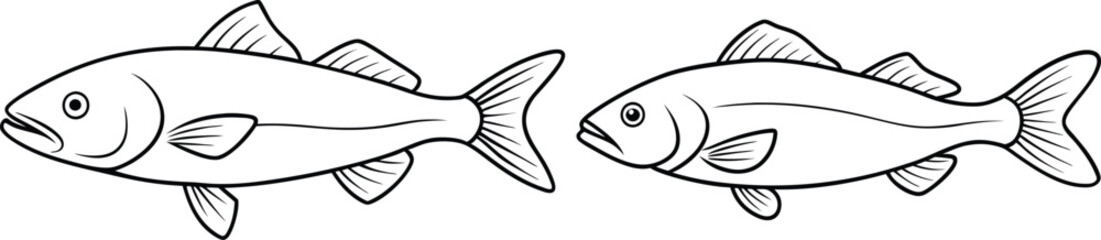 illustration of a cod fish on white 