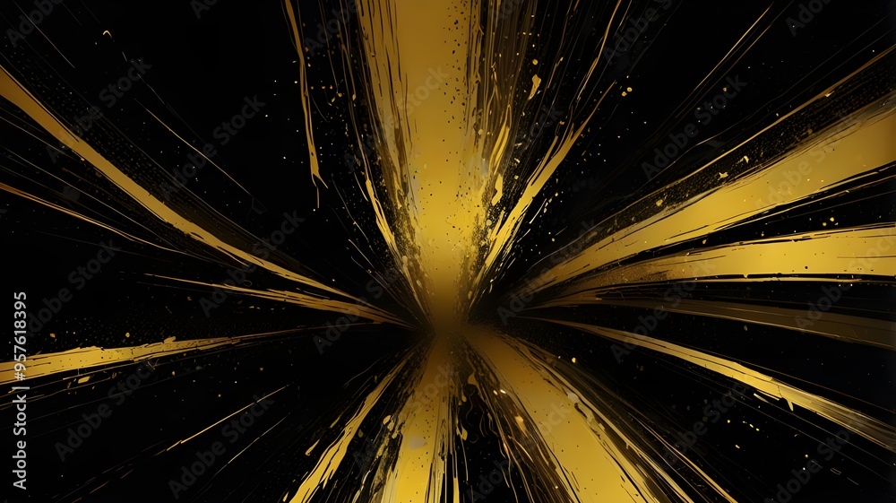 Wall mural black and gold abstract art desktop background wallpaper