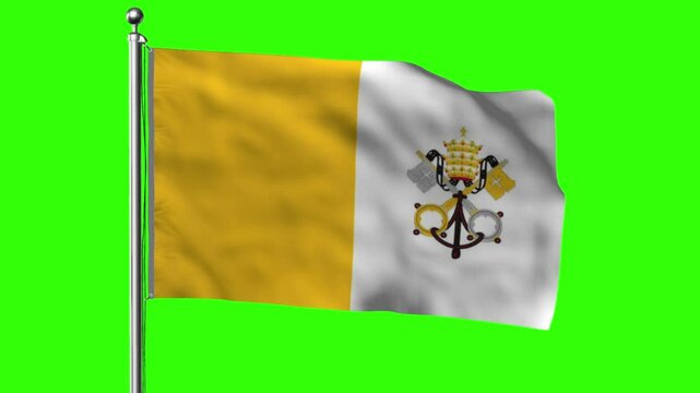 Vatican City gently waving against a green screen background