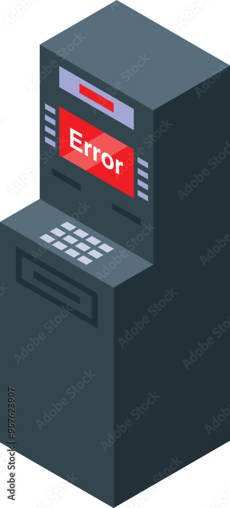 Poster atm error message displaying on screen isometric view