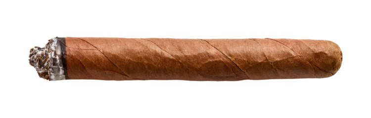 Half-Smoked Cigar Isolated on Transparent Background