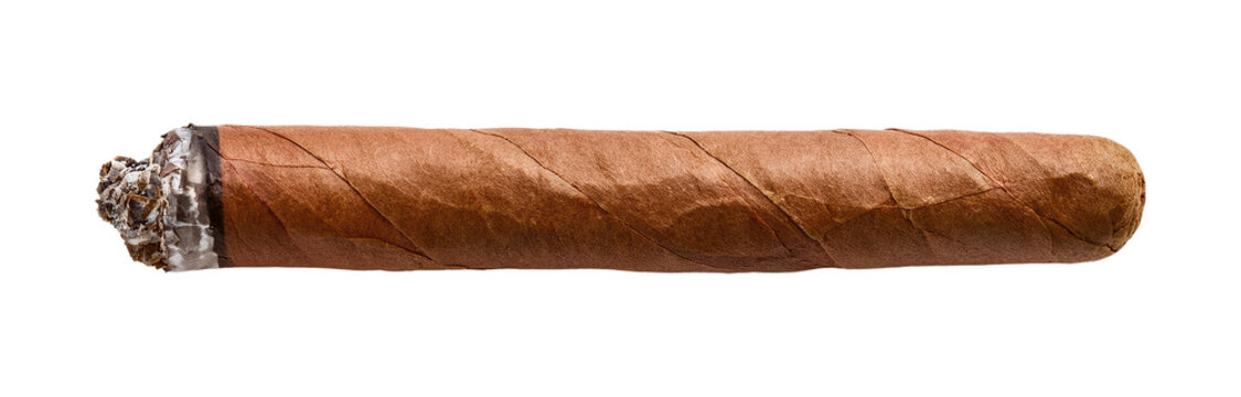 Half-Smoked Cigar Isolated on Transparent Background