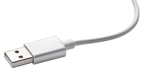 Close-up of a White USB Cable.