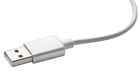 Close-up of a White USB Cable.