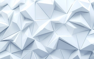 Abstract low-poly geometric shapes on a clean white background