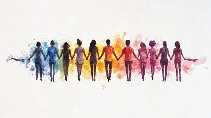 Obraz premium Black Team Collaboration Watercolor Illustration - Diverse Teamwork