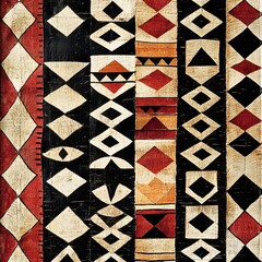 Obraz premium 41. **Fijian tapa cloth pattern with traditional geometric shapes.**