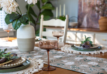 Soft focus fall dining room table