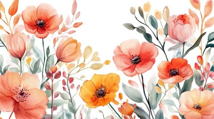 Mughal Garden Watercolor Collection: Elegant Floral Elements on White Background