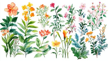 Mughal Garden Watercolor Elements: Floral Clipart for Design & Crafts