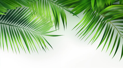 Fototapeta premium Tropical Palm Leaves Over Soft White Background Minimalist Nature Design