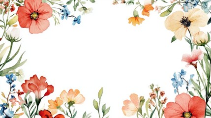 Obraz premium Mughal Garden Watercolor Painting with Delicate Floral Borders - AR 169:2