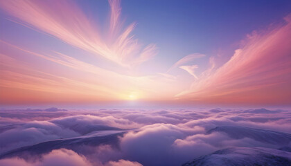 Fototapeta premium Vibrant Sunset Sky with Altocumulus Clouds in Warm Shades of Orange, Pink, and Purple Creating a Mesmerizing Scene.