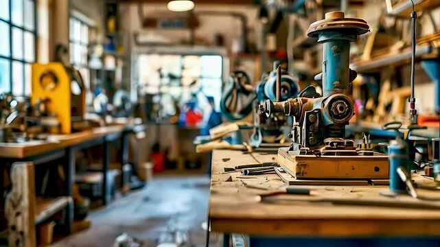 a workbench in a workshop