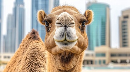 Obraz premium Close-up Portrait of a Camel in Dubai
