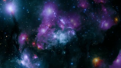 Ethereal Cosmic Nebula Background with Stars and Planets