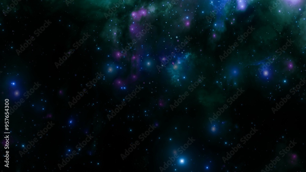 Canvas Prints enchanting nebula with star clusters in deep galaxy scene