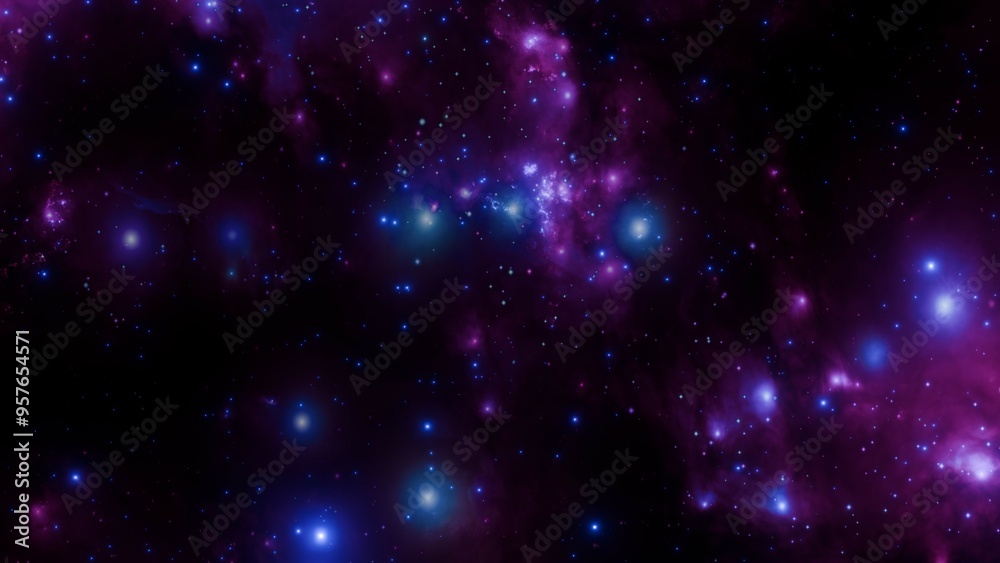 Canvas Prints vivid galactic nebula with bright stars in outer space