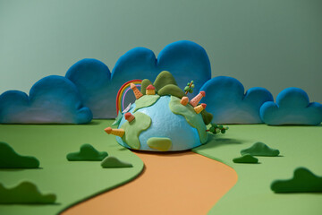 Planting Tree growing from Planet Earth