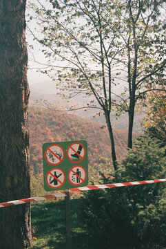 Prohibition signs in the mountains