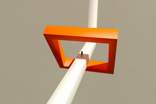Traffic cones on blue and orange ground