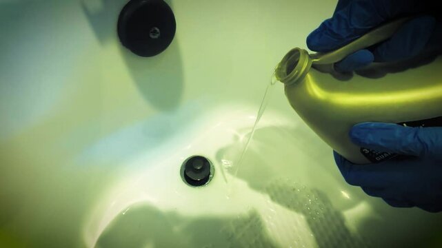 Using liquid plumbing blog removal fluid on a bathtub - Dramatic Color - 2