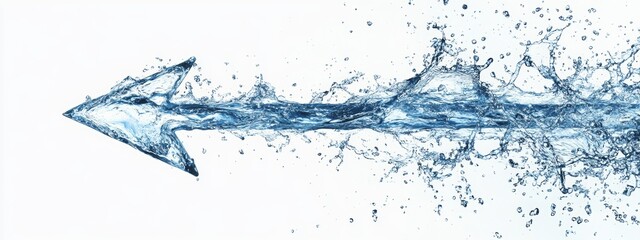 Water Arrow: A powerful blue arrow made of water splashes forward, a dynamic symbol of progress, motivation, and ambition.  