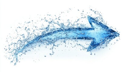 Liquid Direction: A refreshing blue water arrow bursts forward, symbolizing progress, movement, and the dynamic nature of goals. 