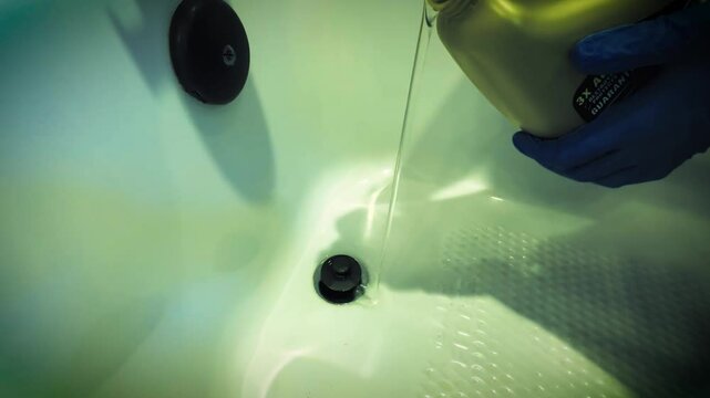 Using liquid plumbing blog removal fluid on a bathtub - Dramatic Color - 1