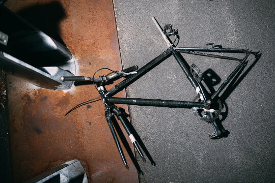 Abandoned Bicycle Frame in NYC