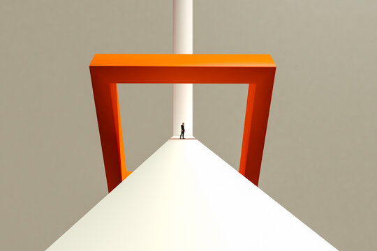 Traffic cones on blue and orange ground