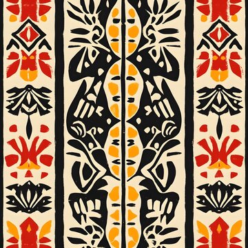 119. **Fijian traditional fabric pattern with cultural, abstract shapes.**