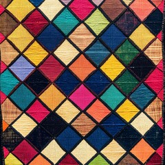 120. **Ethiopian traditional weaving pattern with colorful, geometric shapes.**